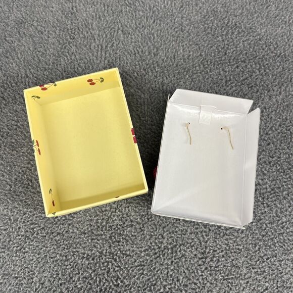 Piper K CHERRY Glass Stones Enamel Gold Tone Nickel Free Drop Earrings 3" NIB - Picture 12 of 12